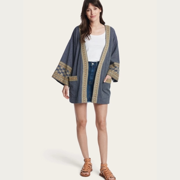 NWT FRYE Embroidered Open Front Kimono - Picture 3 of 4